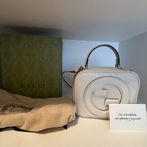 Gucci White Leather blondie tote Handbag